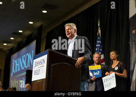 Seattle, Washington: Präsidentschaftskandidaten Gary Johnson befasst sich Unterstützer bei der Seattle-Rallye mit Präsidenten Johnson & Schweißnaht im Sheraton Seattle Hotel. Bildnachweis: Paul Gordon/Alamy Live-Nachrichten Stockfoto