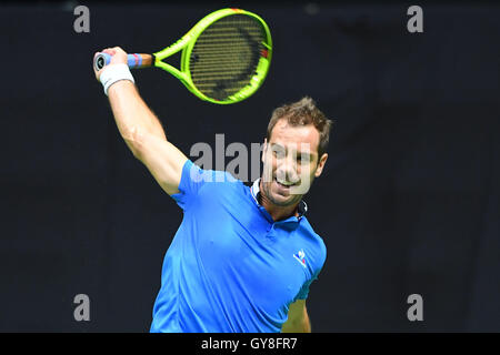 Zadar, Kroatien. 18. September 2016. Davis Cup Tennis. Kroatien gegen Frankreich. Marin Cilic (Cro) besiegte Richard Gasquet (Fra) Credit: Action Plus Sport/Alamy Live News Stockfoto