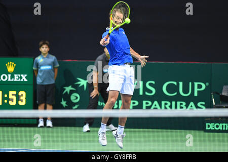 Zadar, Kroatien. 18. September 2016. Davis Cup Tennis. Kroatien gegen Frankreich. Marin Cilic (Cro) besiegte Richard Gasquet (Fra) Credit: Action Plus Sport/Alamy Live News Stockfoto