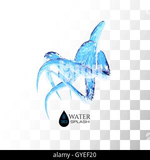 Blaue 3D Spritzwasser isoliert auf weiss Stock Vektor