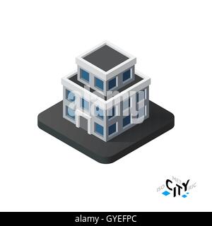 Isometrische Appartementhaus Symbol, Gebäude Stadt Infografik Element, Vektor-illustration Stock Vektor