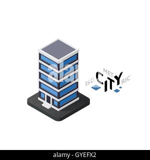 Isometrische Bürogebäude Symbol, Gebäude Stadt Infografik Element, Vektor-illustration Stock Vektor