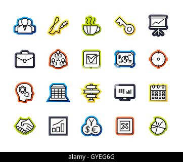 Gliederung Symbole dünne flache Bauweise, moderne Linie Konturenstil Stock Vektor