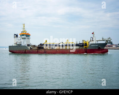 TSHD-Shoalway, eine nachgestellte Sauger Trichter Bagger im Besitz und wird betrieben von Royal Boskalis Westminster Stockfoto