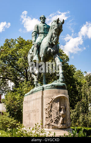 Robert Edward Lee Skulptur, Lee Park, Charlottesville, Virginia Stockfoto