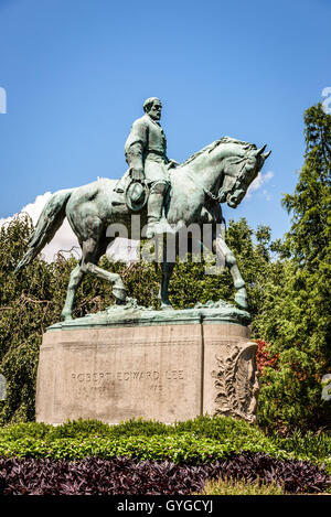 Robert Edward Lee Skulptur, Lee Park, Charlottesville, Virginia Stockfoto