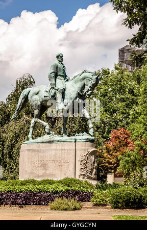 Robert Edward Lee Skulptur, Lee Park, Charlottesville, Virginia Stockfoto