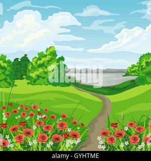Schöne Sommerlandschaft Stock Vektor