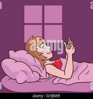 Frau im Bad und Telefon benutzen Stock Vektor