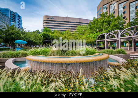 Brunnen und modernen Gebäuden in Crystal City, Arlington, Virginia. Stockfoto