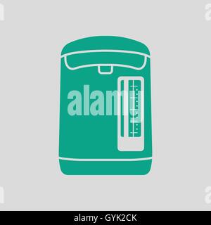 Küche-Wasserkocher-Symbol. Grauer Hintergrund mit grün. Vektor-Illustration. Stock Vektor