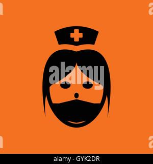 Krankenschwester-Kopf-Symbol. Orangefarbenen Hintergrund mit schwarz. Vektor-Illustration. Stock Vektor