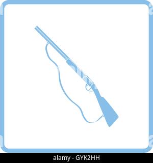 Jagd-Gewehr-Symbol. Blauer Rahmen-Design. Vektor-Illustration. Stock Vektor