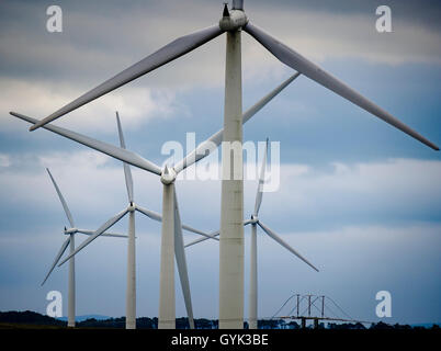 Windkraftanlagen auf der schwarzen Gesetz Windpark, South Lanarkshire, Schottland Stockfoto