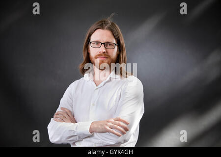 Tom Gauld, die schottische Cartoonist und Illustrator, auf dem Edinburgh International Book Festival. Edinburgh, Schottland. 24. August 2016 Stockfoto