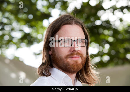 Tom Gauld, die schottische Cartoonist und Illustrator, auf dem Edinburgh International Book Festival. Edinburgh, Schottland. 24. August 2016 Stockfoto