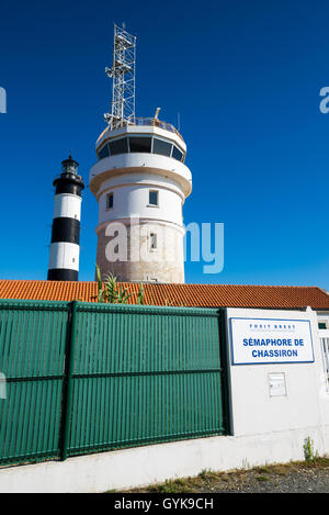 Leuchtturm von Chassiron auf Oleron Insel, Charente-Maritime, Frankreich, EU, Europa. Stockfoto