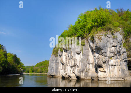 Donau zwischen Kelheim und Kloster Weltenburg, Naturschutzgebiet Welternburger Enge, Deutschland, Bayern, Niederbayern, Oberbayern, Kelheim Stockfoto