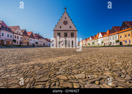 UNESCO Welt Kulturerbe Altstadt Zentrum von Bardejov mit Rathaus Stockfoto