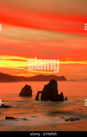 Küste in San Juan de Gaztelugatxe. Bermeo, Biskaya, Baskisches Land, Spanien. Stockfoto