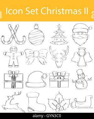 Gezeichnet von Doodle ausgekleidet Icon Set Weihnachten II mit 16 Icons für den kreativen Einsatz in Grafik-design Stock Vektor