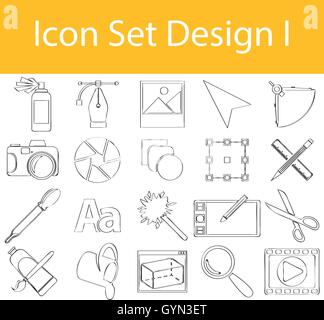 Gezeichnete Doodle ausgekleidet Icon Set-Design gestalte ich mit 20 Icons für den kreativen Einsatz in Grafik Stock Vektor