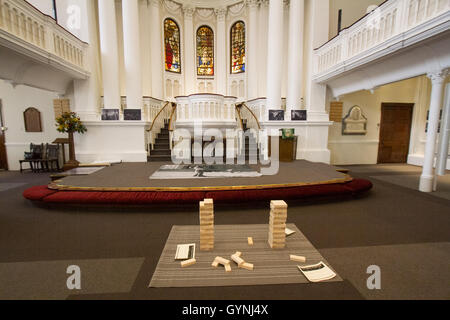 London UK. 19. September 2016. Eine Ausstellung in der Hinde Street Methodist Church in London unter dem Titel "Leben durch eine Trennwand" Darstellung der täglichen Erfahrung der Palästinenser, die Weitergabe durch israelische Checkpoints zwischen Jerusalem und Bethlehem hat Kritik von jüdischen Gruppen gezeichnet und wird vorgeworfen, mit "Anti-Semitis Credit geschürt: Amer Ghazzal/Alamy Live-Nachrichten Stockfoto