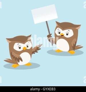 Niedlichen Cartoon Eulen Stock Vektor
