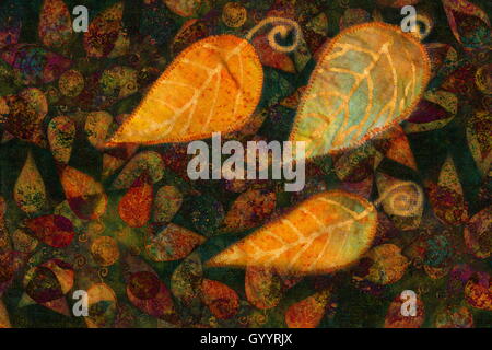 bunte ornamentalen Hintergrund-Muster mit Herbst Blätter Collage. Stockfoto