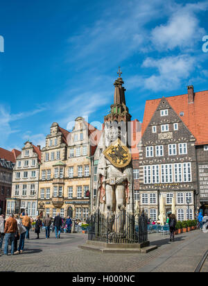 Wahrzeichen der Bremer Roland, Roland auf dem Marktplatz, dem historischen Zentrum, Bremen, Deutschland Stockfoto