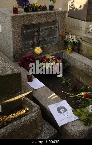 Friedhof Pere Lachaise. Grab von Jim Morrison, Sänger. Paris. Frankreich. Stockfoto