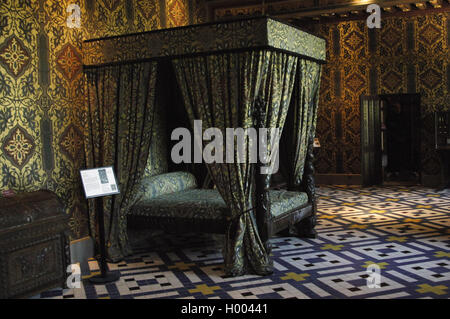 Frankreich. Blois. Königliche Schloss. Schlafzimmer von Catherine de Medici (1519-1589), Königin Gemahlin des France.16th Jahrhunderts. Stockfoto