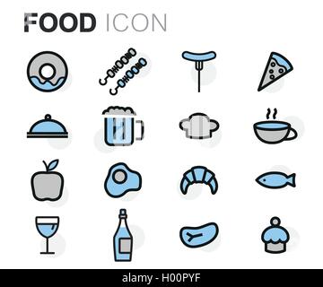 Vektor-flache Linie Essen Icons set auf weißem Hintergrund Stock Vektor