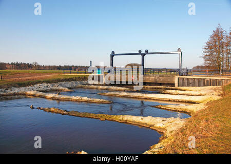 Fischtreppe an der Berkel in der Nähe von Warnsveld, Niederlande, Gelderland Stockfoto