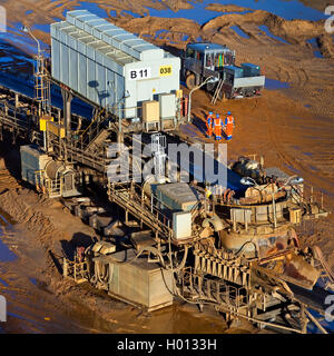 Förderband von Garzweiler II Braunkohle Tagebau, Deutschland, Nordrhein-Westfalen, Garzweiler Stockfoto