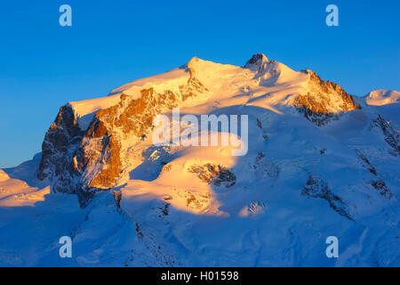 Monte Rosa - 4635 m - 4634 m, Dufourspitze, Schweiz, Wallis Stockfoto