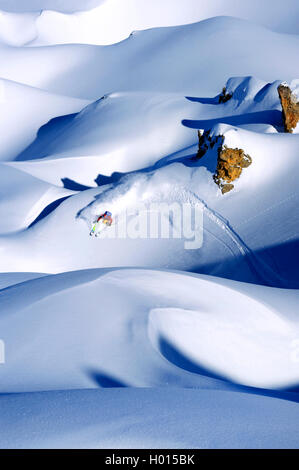 Freerider in den Alpen, Frankreich, Savoie, La Plagne Stockfoto