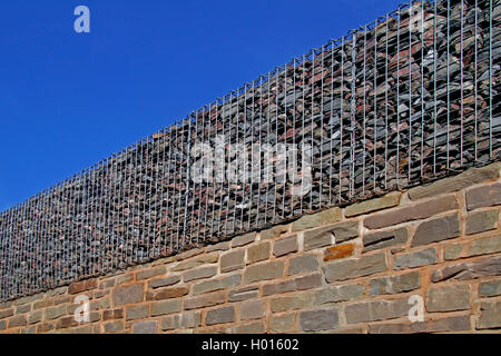 Gabionen Mauer, Deutschland Stockfoto