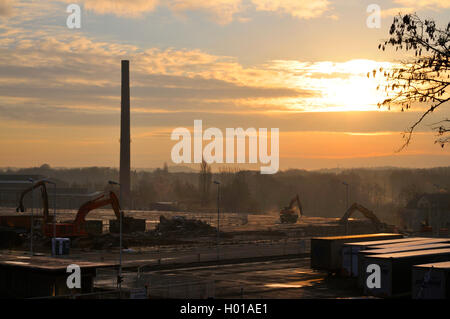 Bereich der geschlossen Opel Werk Bochum II/III, bleibt im Morgenlicht, Deutschland, Nordrhein-Westfalen, Ruhrgebiet, Bochum Stockfoto