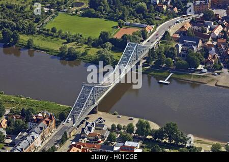 Brücke Blaues Wunder über die Elbe, 20.06.2016, Luftaufnahme, Deutschland, Sachsen, Dresden Stockfoto