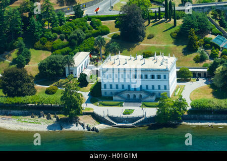 Italien, Lombardei, Comer See, Bellagio, Villa Melzi d'Eril (Luftaufnahme) Stockfoto
