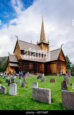 Lom-Stabkirche, Oppland, Norwegen Stockfoto