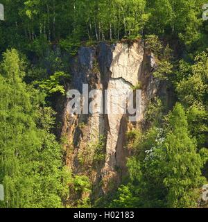 Rock Formation des ehemaligen Bochumer Bruch Kalksteinbruch, Deutschland, Nordrhein-Westfalen, Bergisches Land, Wülfrath Stockfoto