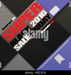 Schwarzer Freitag-Inschrift über Materialdesign Hintergrund. Vektor, Werbung Banner Vorlage. November, Sonderverkauf Promo post Stock Vektor