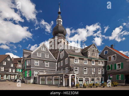 Historische Innenstadt mit der Evangelischen Kirche in Schleswig-Holstein, Deutschland, Nordrhein-Westfalen, Bergisches Land, Remscheid Stockfoto