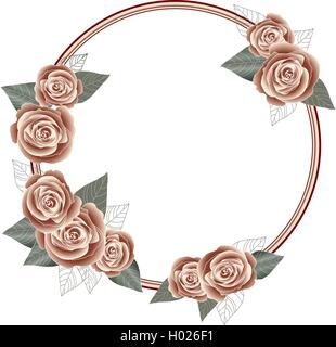 Rose Rahmen für eine Postkarte, Kreis Stock Vektor