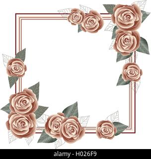 Rose Rahmen für eine Postkarte, quadratische form Stock Vektor