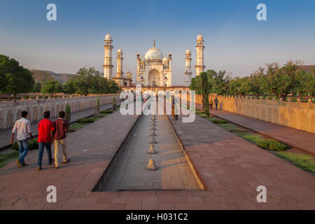 AURANGABAD, Indien-15. Januar 2015: Bibi Ka Maqbara auch bekannt als Mini-Taj Mahal trägt auffallende Ähnlichkeit zu den berühmteren m Stockfoto