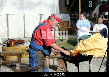 Reenactment der amerikanischen Pionier-Periode. Stockfoto