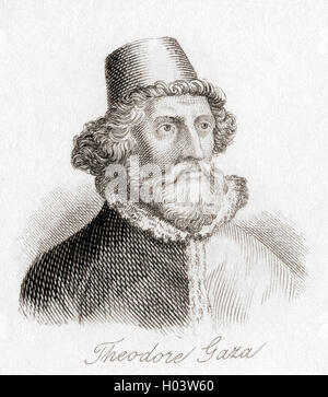 Theodorus Gaza oder Theodore Gazis, c.1398 - 1475.  Griechischer Humanist und Übersetzer des Aristoteles.  Eines der griechischen Gelehrten, die die Staats-und Regierungschefs die Wiederbelebung des Lernens im 15. Jahrhundert waren. Stockfoto